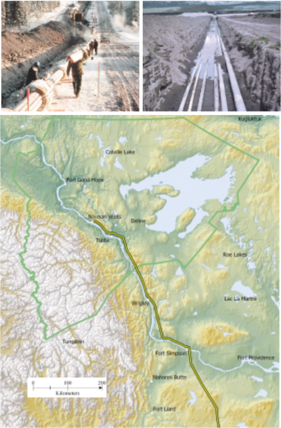 Laying the present-day Enbridge Pipeline and route map