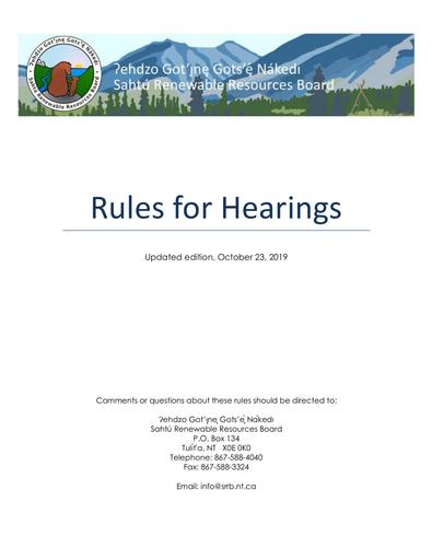 Amended SRRB Rules for Public Hearings revised 19-10-23