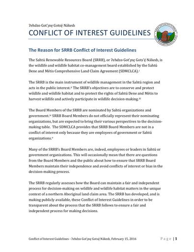 SRRB Conflict of Interest Guidelines 16-02-15