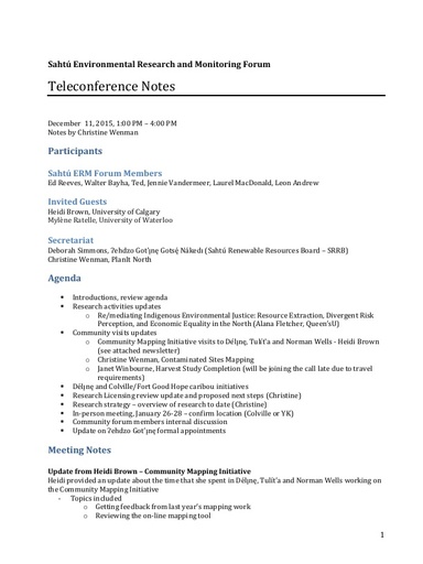 2015-12-11 Teleconference Notes