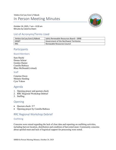 25-10-24 SRRB In Person Minutes