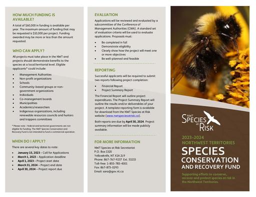 NWT Species Conservation and Recovery Fund 23 24 Info Sheet