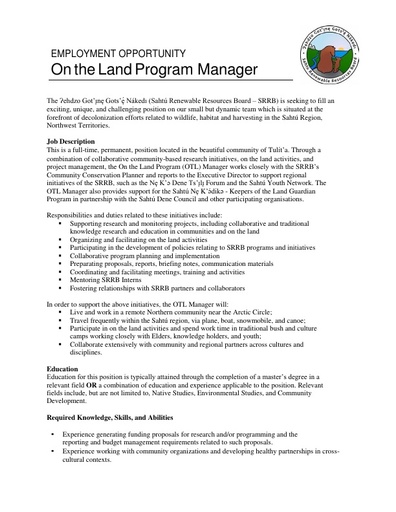 OTL Manager Web Job Ad