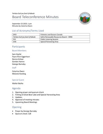 23-09-25 SRRB Teleconference Minutes