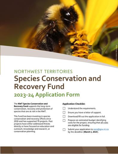 NWT Species Conservation and Recovery Fund 23 24 Application Form