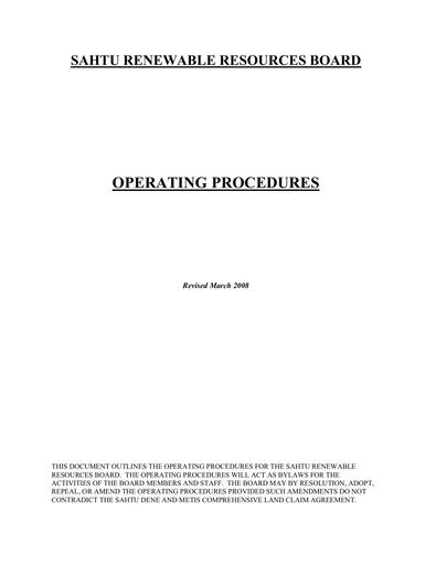 SRRB Operating Procedures