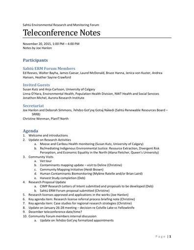 2015-11-20 Teleconference Notes