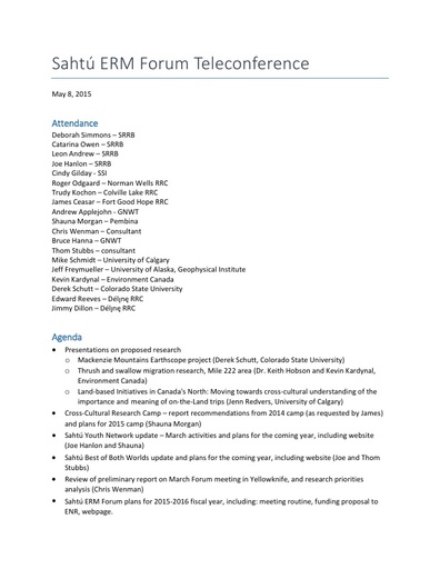 2015-05-08 Teleconference Notes