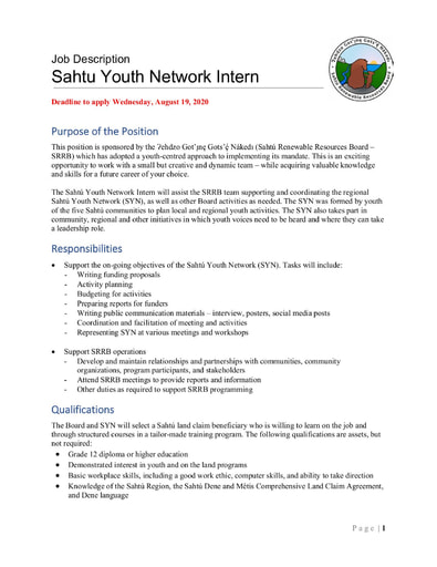 SYN intern job description 20-08-07