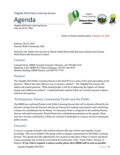 24-02-14 Tłegǫ́hłı̨ 2024 PLS Notice -  Agenda