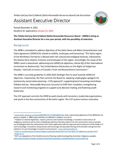 Assistant ED Job Description 22-01