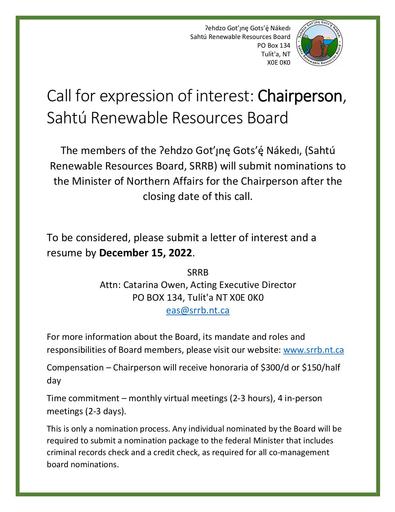 Chairperson Call for Expression of Interest
