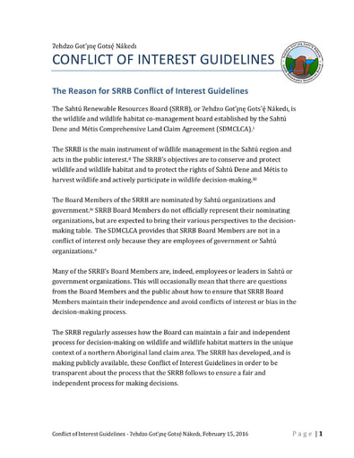 16-02-15 SRRB Conflict of Interest Guidelines