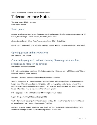 2015-06-04 Teleconference Notes